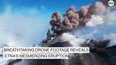 Drone Footage Captures Mount Etna's Spectacular Eruption: Lava Flows and Ash Clouds Light Up the Sky