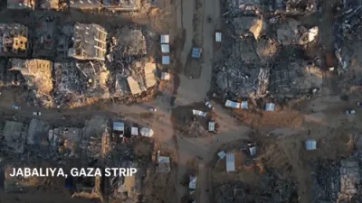 Drone footage shows destruction in Jabaliya, northern Gaza as fragile ceasefire remains