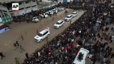 Drone Captures Moment Three Israeli Hostages Released in Central Gaza