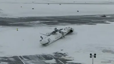 Overhead footage of the Endeavor Air CRJ-900 that crashed in Toronto.