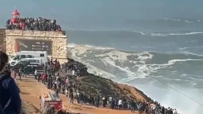 LOOK: Massive Waves Draw Crowds to Nazar&eacute;, Portugal