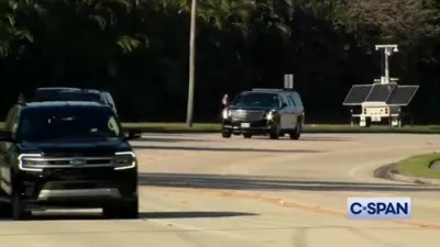 Trump Motorcade Heads to Golf Club from Mar-a-Lago
