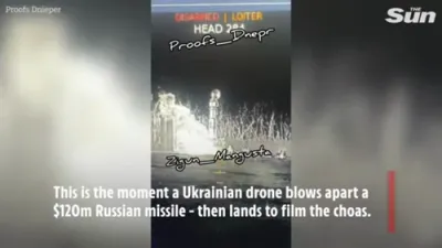 Ukraine Drone Bombs $120M Russian Missile, Lands to Film Chaos