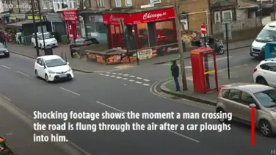 Shocking Moment when a man Flung Through Air After Being Hit by a Car