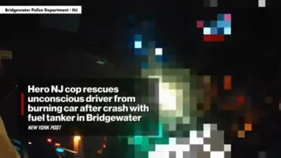 Heroic Cop Rescues Driver From Burning Car