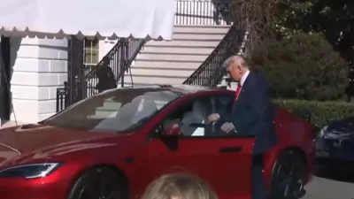 President Trump Tries out the Tesla Model S