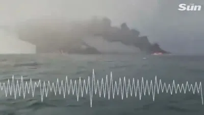 Oil tanker ON FIRE after colliding with cargo ship just off UK coast
