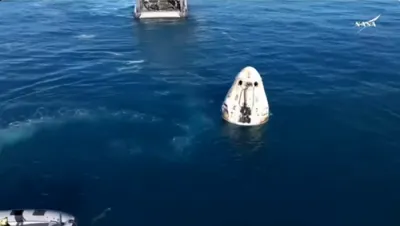Dolphins Welcome SpaceX Crew-9 Dragon Spacecraft off coast of Florida after Splashdown