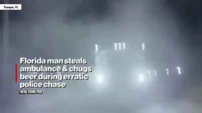 WATCH: Florida man steals ambulance & chugs beer during erratic police chase