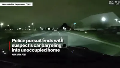 Dramatic Footage: Police Chase in Detroit Michigan Ends in Chaos as Suspect Crashes into Home