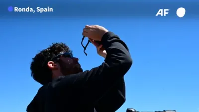 Crowds Flock to Spain's Ronda for Rare Partial Solar Eclipse