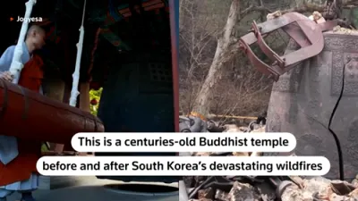 The Before and After of South Korea Wildfires that Reduce Ancient Temple to Ash