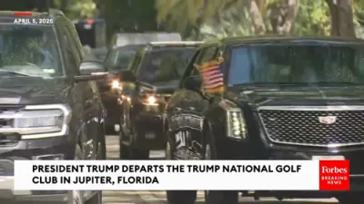 President Trump Departs Trump National Golf Club In Jupiter, Florida