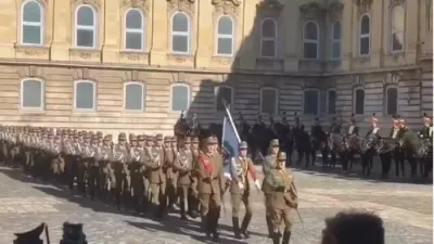 PM Netanyahu is greeted in Hungary by the Hungarian honor guard, despite his ICC warrant.