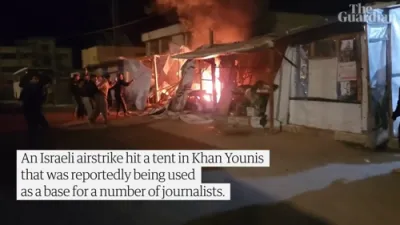 Israeli Strikes Shots Journalist Tent Camp in Khan Younis