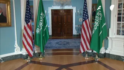 US Secretary of State Marco Rubio meets with Saudi Foreign Minister Faisal bin Farhan Al Saud at the State Department.