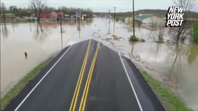 Drone Footage Reveals Widespread Flooding Submerging Kentucky Town.
