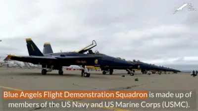 The Blue Angels Flight Squadron Demonstrates its Amazing Routine.