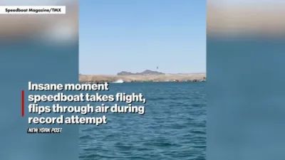Insane Moment Speedboat Flips Through Air During Record Attempt