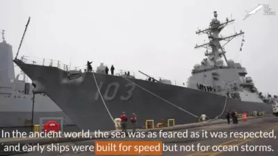 Massive U.S. Navy Combat Ship Battles Giant Waves at High Speed in Dramatic Ocean Footage.