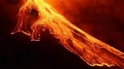 Lava Fountains Light Up Sky as Mount Etna Erupts.