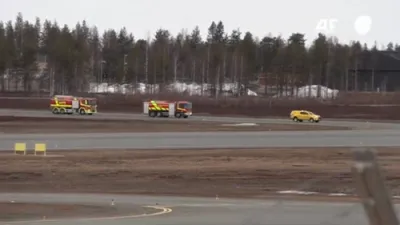 Emergency Vehicles On Site After Finnish Fighter Jet Crashes.