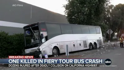 1 Dead, 32 Injured in Tour Bus Crash Near LA