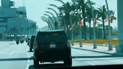 Cybertrucks Lead Trump Motorcade Through Doha.