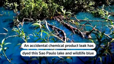 Lake Turns Blue After Dye Spill.