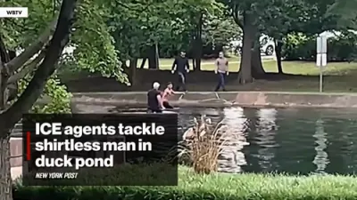 Illegal Immigrant Plunges Into Pond After ICE Busted Him.