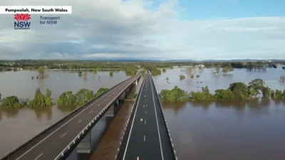 Drone Video Shows Roads Swallowed by Floodwaters.