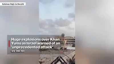 Huge Explosion as Israel Evacuates Khan Yunis.