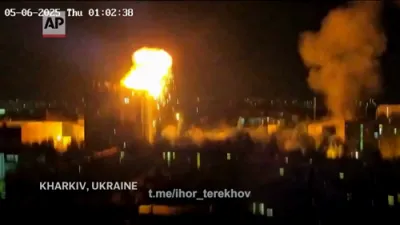 CCTV Captures Devastating Russian Drone Strike in Kharkiv, Ukraine. 