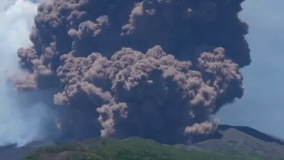 Mount Etna Erupts, Sending Towering Plumes of Smoke Into the Sky. 