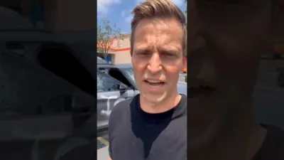 Car Smashed During Anti-ICE Protest in California. 