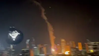 Ground Footage Captures Iranian Ballistic Missile Impact in Tel Aviv.