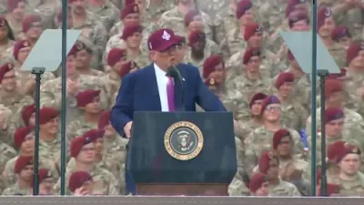 Trump Vows to Defend U.S. From 'Invasion and Lawlessness' in Fiery Army Tribute