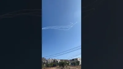 Surface-to-Air Missiles and Interceptions Light Up Sky Over Ramallah. 