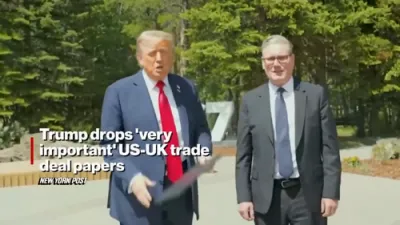President Keeps Cool After Dropping US-UK Trade Deal Papers at G7.