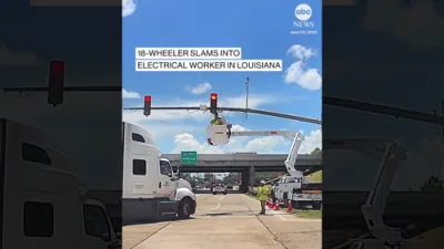 Dashcam Captures Shocking Moment 18-Wheeler Hits Utility Worker at Louisiana Intersection. 