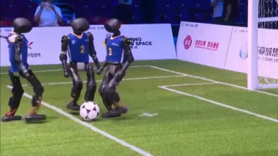 Humanoid Robots Go Head-to-Head in Soccer Match.