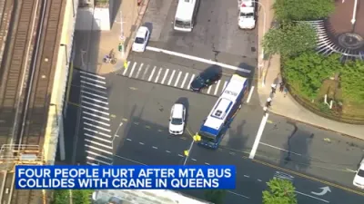 MTA Bus Collides with Crane in Queens, Injuring 4 People