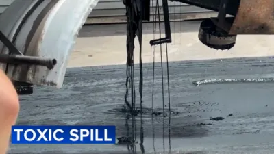 Hazardous Liquid Asphalt Spills from Tanker in the Bronx.