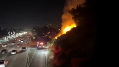 Brush Fire Erupts Along California's US-101, Crews Contain Flames. 
