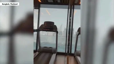 Wild Winds Launch Pool Chairs Off 40th-Floor Rooftop in Bangkok. 