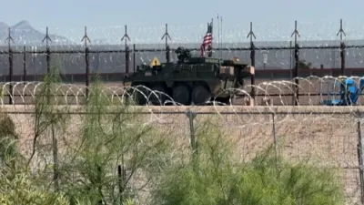 U.S. Military Reinforces Southern Border Wall with Barbed Wire.