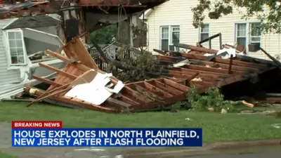 House Explodes After Flash Flooding in North Plainfield, New Jersey. 