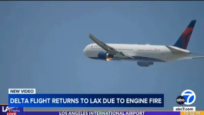 Plane Engine Bursts Into Flames After Takeoff From LAX. 