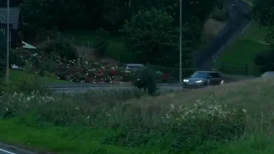 President Trump Greets Supporters as Motorcade Rolls Through Scotland.