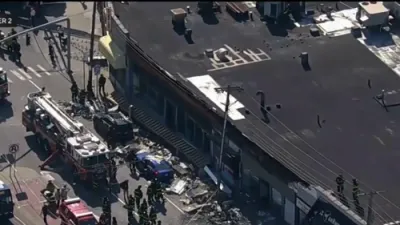 Major Cleanup Underway After Storefront Collapse in Bellerose, Queens. 